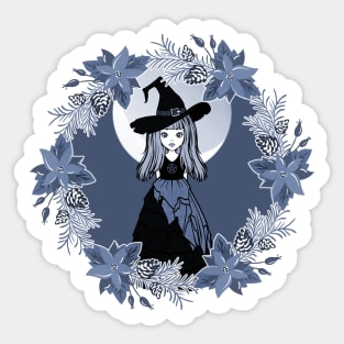 Blue Winter Solstice Yule Cheeky Witch® Sticker